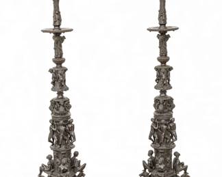 Lot 21
Attributed to Michelangelo Guggenheim (Venetian, 1837-1910) After a Design by Giuseppe Michieli Venetian Bronze Floor Standing Torcheres 