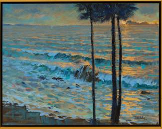 Lot 1028
Charles Schridde (American, 1926-2011) Oil on Canvas, Ca. 2000, 'Sunset over the Pacific', H 23.25" W 29.5" Frame Size: H 25" W 31"