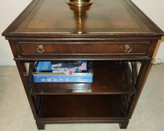 Vintage leather top end table
