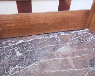 Arts and Crafts Oak Washstand with Marble Top and Tile Back