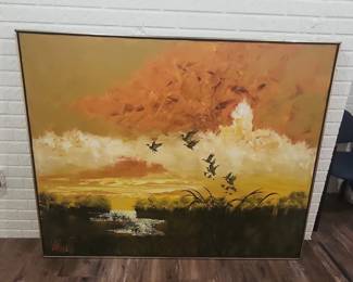 Painting of Ducks at Sunset by Lee Reynolds