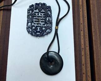 Shungite Donut Necklace Chinese Plaque