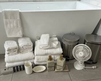 Cotton Bath Towels, Trash Bins And Extension Cords