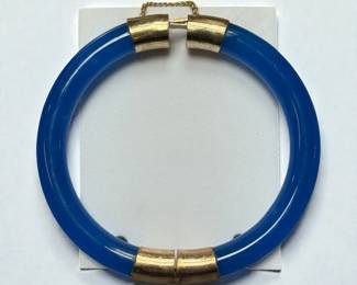 Blue Glass Hinged Bangle