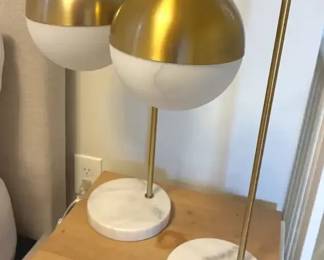 Pair Of Modern Stone Base Lamps