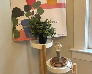 Plant Stand And Faux Plants