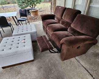 Lazy Boy recliner couch & ottomans