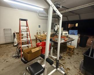 Body-Solid Home Gym
Heavy-duty steel-frame home gym with lat pulldown and multi-grip bar, adjustable seat and leg pads, and a pulley system for upper and lower body exercises. Built solid and stable, ideal for a garage or home workout space. Includes original padding and hardware. Used but structurally sound.