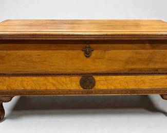 Vintage Hope Chest With Birds Eye Maple Veneer