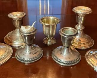 Sterling Candle Holders Toothpick Cup