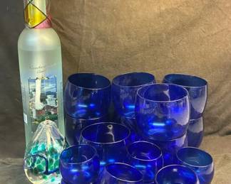 Cobalt Glassware And Glass Oil Lamps