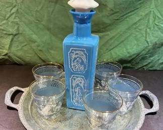 Jeannette Hellenic Patterned Low Ball Scotch Glasses