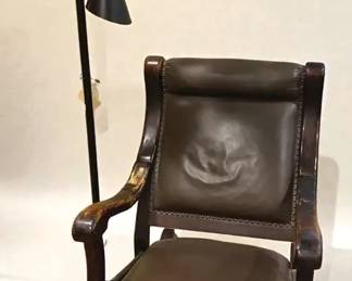 Western Style Leather Rocking Chair Floor Lamp 