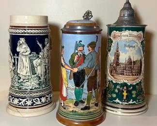 German lidded beer steins
