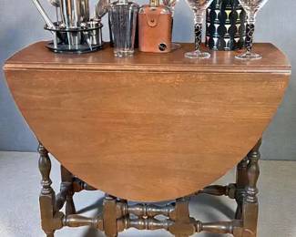 Drop Leaf Gate Leg Table With Assorted Bar Ware