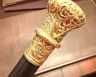 1888 Gold Topped Presentation Walking Stick 