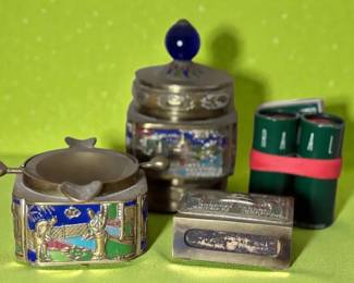 Chinese Brass Smoking Set