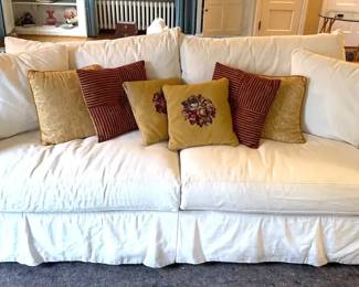 Cream Slip Covered Sofa