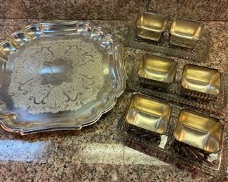Salt Cellars Unsigned Gorham Silver Tray