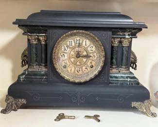 Antique Ingraham Black Mantle Clock