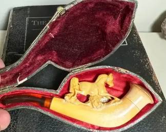 Handcarved Meerschaum Pipe Featuring a Horse Motif