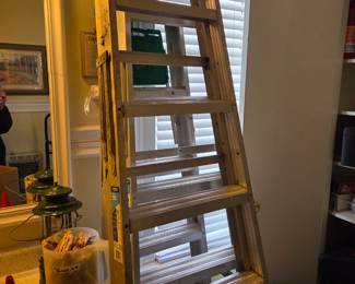 Selection of aluminum folding ladders.
