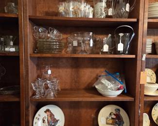 Vintage Glass. Plus, Four Norman Rockwell cabinet plates.