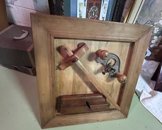 Framed vintage tool wall art