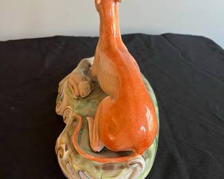P92 - $95. Staffordshire Greyhound with hare. Does have crazing, chips on the bottom