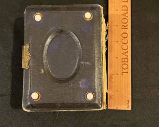P59 - $30. 1800s Small Photo Album - no photos included. Measures 4" x 5.5" x 3" tall. 