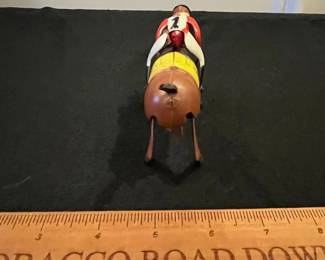 R187 - $60. Vintage Tin Type Wind Up Derby Race Horse #1. 
