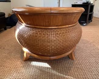 P78 - $125. 1970s Woven Rattan Oblong Coffee Table - made in the Philippines. Measures 48" x 31" x 20.5" tall. Very strudy and solid - minor surface wear. 