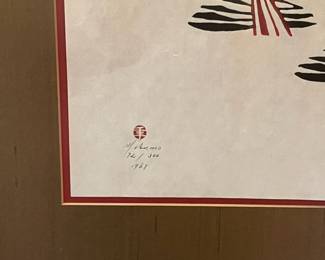 R215 - $75 Each. Toshijir Nenjiro Inagaki Prints. Signed "Mikumo". 1968 Top #62/300. Bottom #72/300. Framed they measure 19.75" x 25.25". 