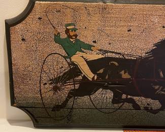 P37 - $30. George Nathan Wall Hanging. Horse Racing - P87.  Measures 32" x 11.5". 