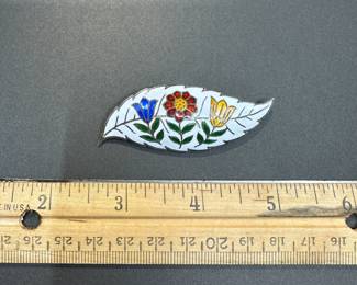 B8 - $20. Siam Sterling Enameled Brooch. 8.2 grams. 