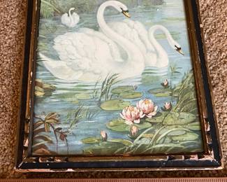 P86 - $20. Small Art Deco Swan Print. Measures 7" x 16". 
