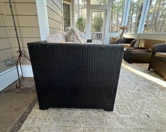 R165 - $225. Couch is in 4 pieces with Sunbrella Cushions. Used on covered screened in porch. 2 ends are 32.75" wide x 32.75" deep x 29" floor to top of back. Center seats are 27.25" wide. 