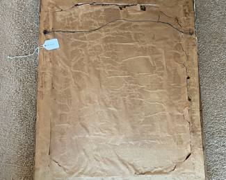 P88 - $40. Gold Gesso Frame with 3D Roses, Flowers. A couple minor spots of damage but overall good condition. Very delicate. Beautiful framed lady print included!  Measures 20.5" x 25". 