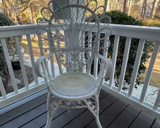 R170 - $125. Chair & Ottoman. Chair is 28" wide x 47" tall. Ottoman is 18" round x 14" tall. 