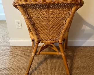 P84 - $30. Wicker Chair. Sits well. Has some cat damage. Measures 22.5" wide x 16.5" floor to seat x 30.5" tall. 