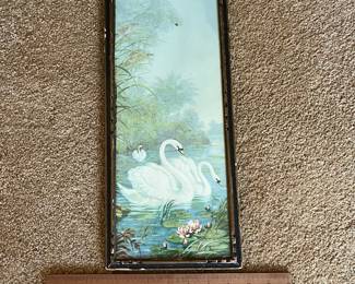 P86 - $20. Small Art Deco Swan Print. Measures 7" x 16". 