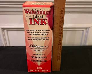 R229 - $10. BOX ONLY. Waterman's Ideal Ink RED 32 oz. 