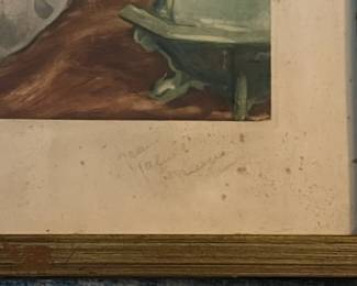 P7 - $75. Jean-Gabriel Domergue. French Lithograph #127. Measures 23" x 27.75". Has foxing on the edges and signed in the bottom right. 