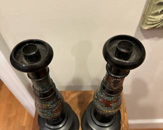R210 - $125 PAIR of Asian Tall Candlesticks. 