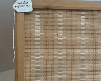 R109 - $60. 4 Panel Folding Screen. Each panel is 19.75" x 70.5" tall. Light weight pine frame