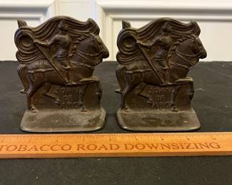 R148 - $50. PAIR of 1920s Joan of Arc Bookends. From Snead & Co. Jersey City NJ. 
