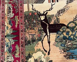 R108 - $500 - FIRM. No tag but I believe it is a hand knotted Persian Kashan Rug. Measures 52" x 83"