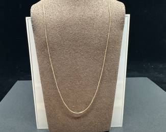 A18 - $185. 14kt gold necklace box chain that is 21" long. 