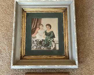 P91 - $30. Vintage Mother & Child Print. Unsigned. Measures 19" x 21"