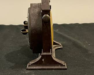 P54 - $40. New Haven Artlarm Clock - Gothic Style. I believe the case is Bakelite. One chip on back of pillar - right side. Measures 5" wide x 4.5" tall. Clock does NOT work currently. 